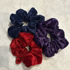 NEW Handmade set of 3 Crushed Velvet Hair Scrunchies
